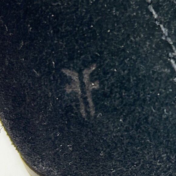 Frye Meghan Ankle Boots Black Suede Booties Cutout Strap w/ Buckle Heeled sz 9 - Picture 8 of 12